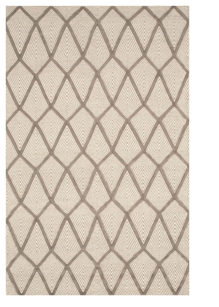 Handmade Wool Gray Transitional Trellis Xavier Rug, 8'x10'