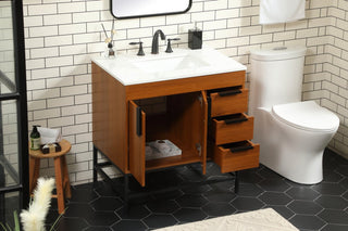 Home Living 22" Modern Teak-Light Bathroom Vanity