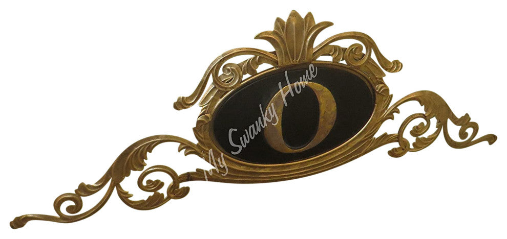 Lavish Antique Style Monogrammed Gold Wall Plaque Over Door Arch Victorian