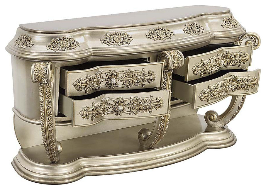 Wood Dresser With 4 Drawers, Champagne