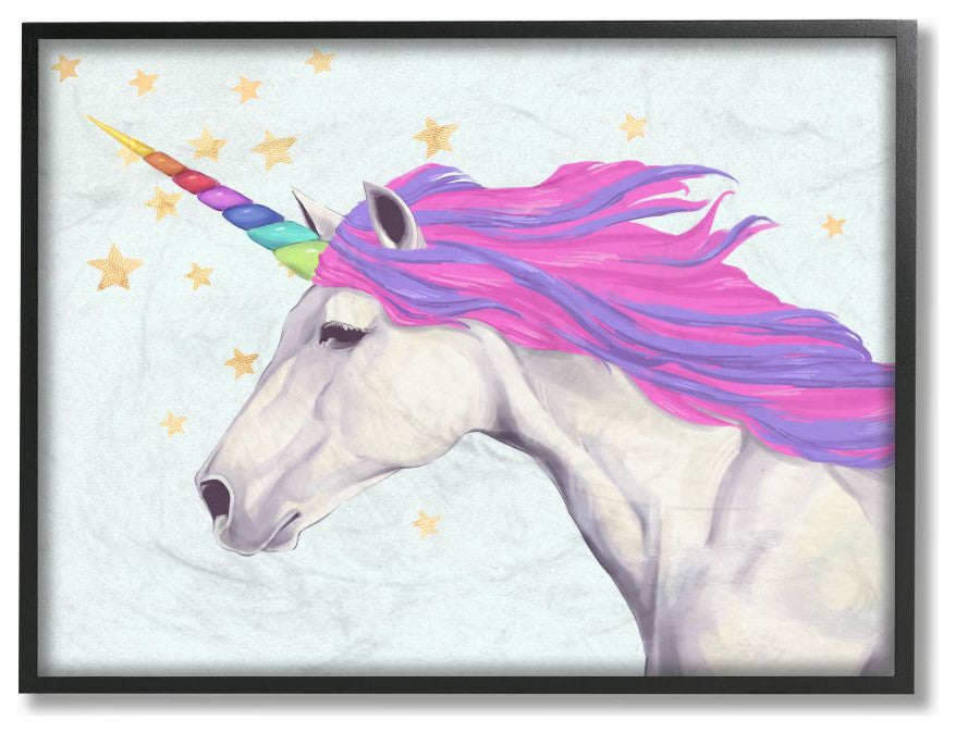 The Kids Room by Stupell Gold Star Rainbow Unicorn Painting, 16 x 20
