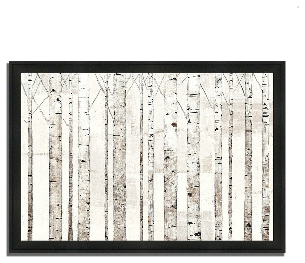 "Birch Trees On White" By Avery Tillmon, Framed Painting Print, Ready To Hang