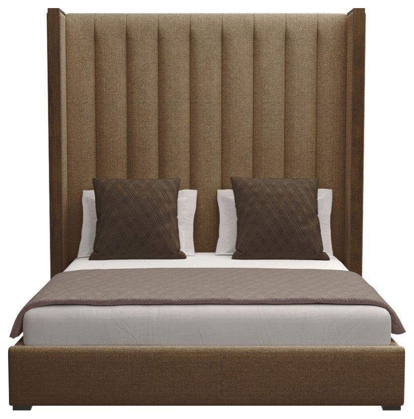 Nativa Interiors Irenne Vertical Channel Bed, Brown, King, High 87"