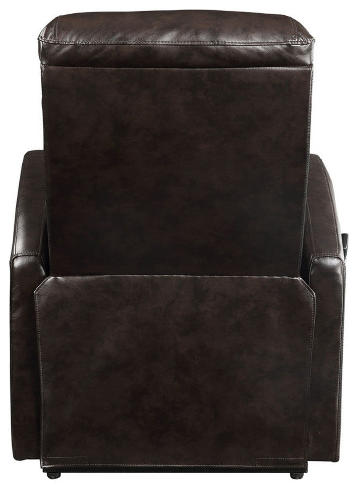 Faux Leather Power Lift Recliner With Pocket, Espresso