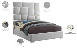 Milan Faux Leather Bed, White, King