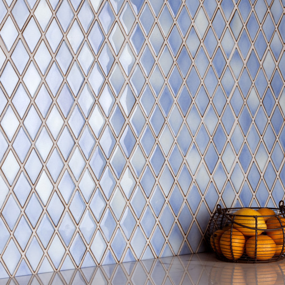Hudson Kite Porcelain Mosaic Floor and Wall Tile, Frost Blue