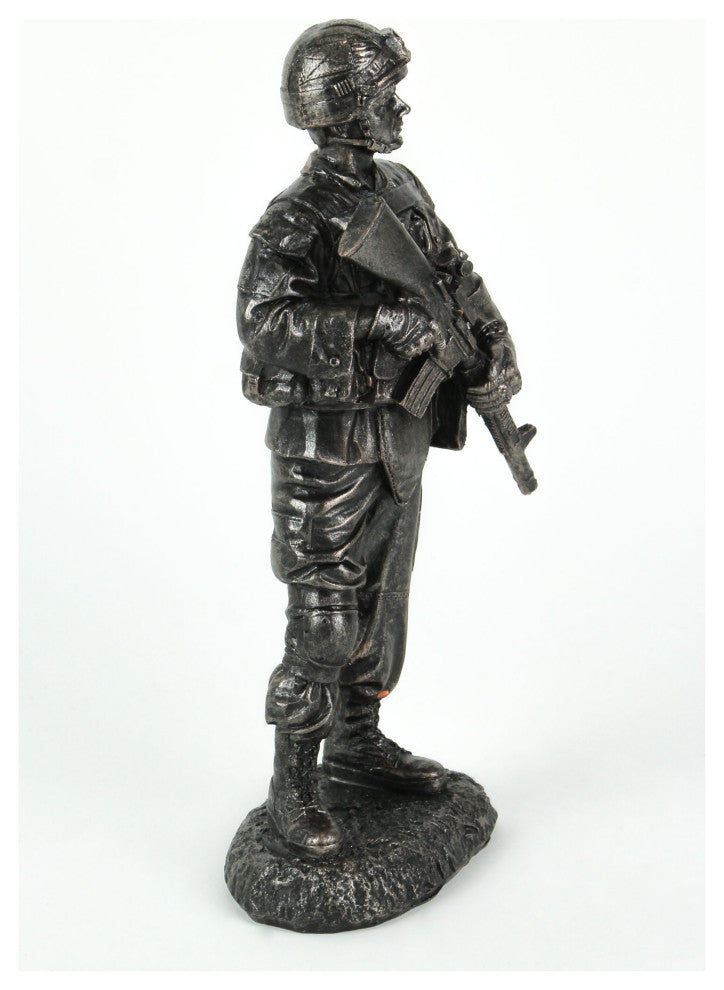 Battle Ready Military Soldier Veteran Tribute / Memorial Statue 10 Inches Tall