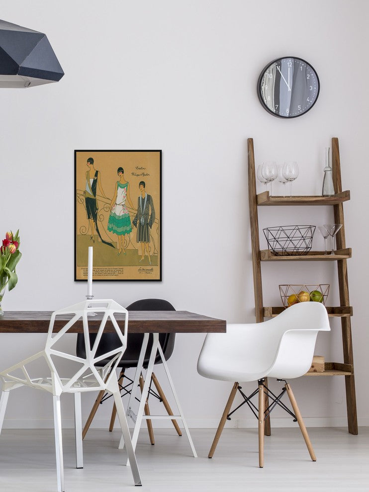 "Fashion Dress Trio" Floater Framed Painting Print on Canvas, 40"x60"