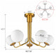 Mid-Century Modern Gold Ceiling Light Globe Chandelier, 5-Light
