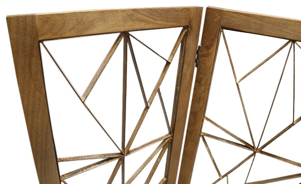 HomeRoots 63" x 1.5" x 72" Brown, Wood And Metal, Incline Screen