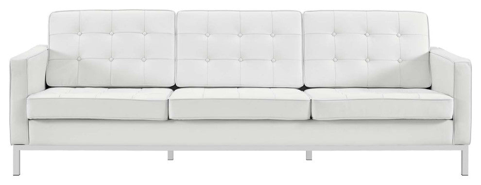 Loft 2-Piece Leather Sofa and Loveseat Set White