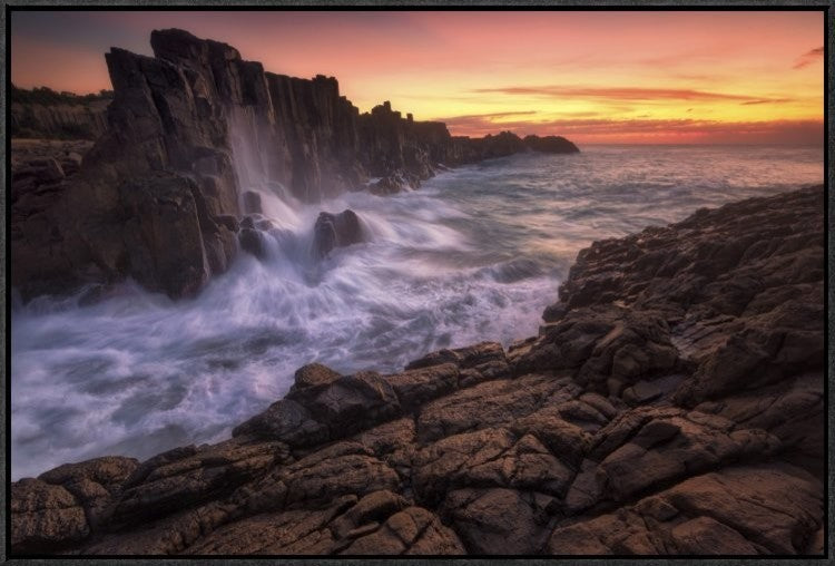 "Wall By The Sea" Framed Canvas Giclee by Joshua Zhang, 31x21"