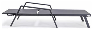 LeisureMod Marlin Outdoor Patio Stackable Chaise Lounge Chair With Armrests, Black
