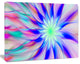 Exotic Blue Fractal Spiral Flower, Oversized Abstract Canvas Art Print, 60x40
