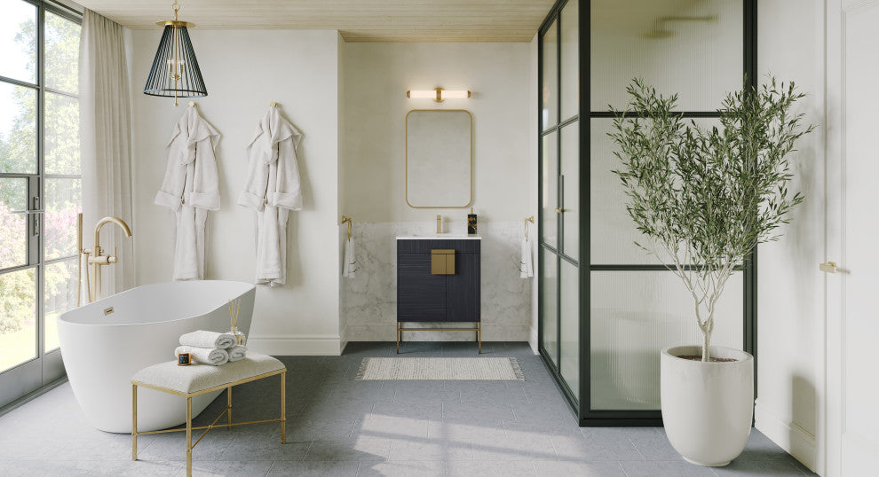 The Lancado Bathroom Vanity, Dawn Gray, 24", Single Sink, Freestanding