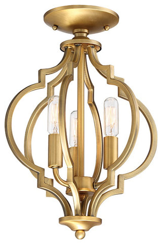 Savoy House Meridian 3 Light Semi-Flush M60055NB, Natural Brass