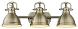 Golden Duncan 3 Light Bath Vanity, Aged Brass, Aged Brass Shades