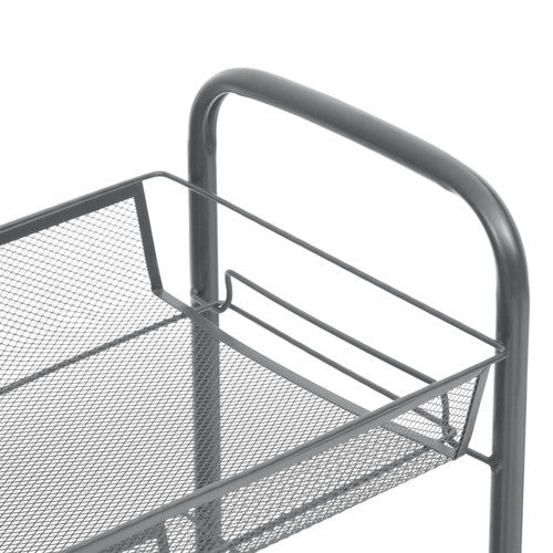 vidaXL 5-Tier Kitchen Trolley Storage Utility Cart with Mesh Baskets Gray Iron