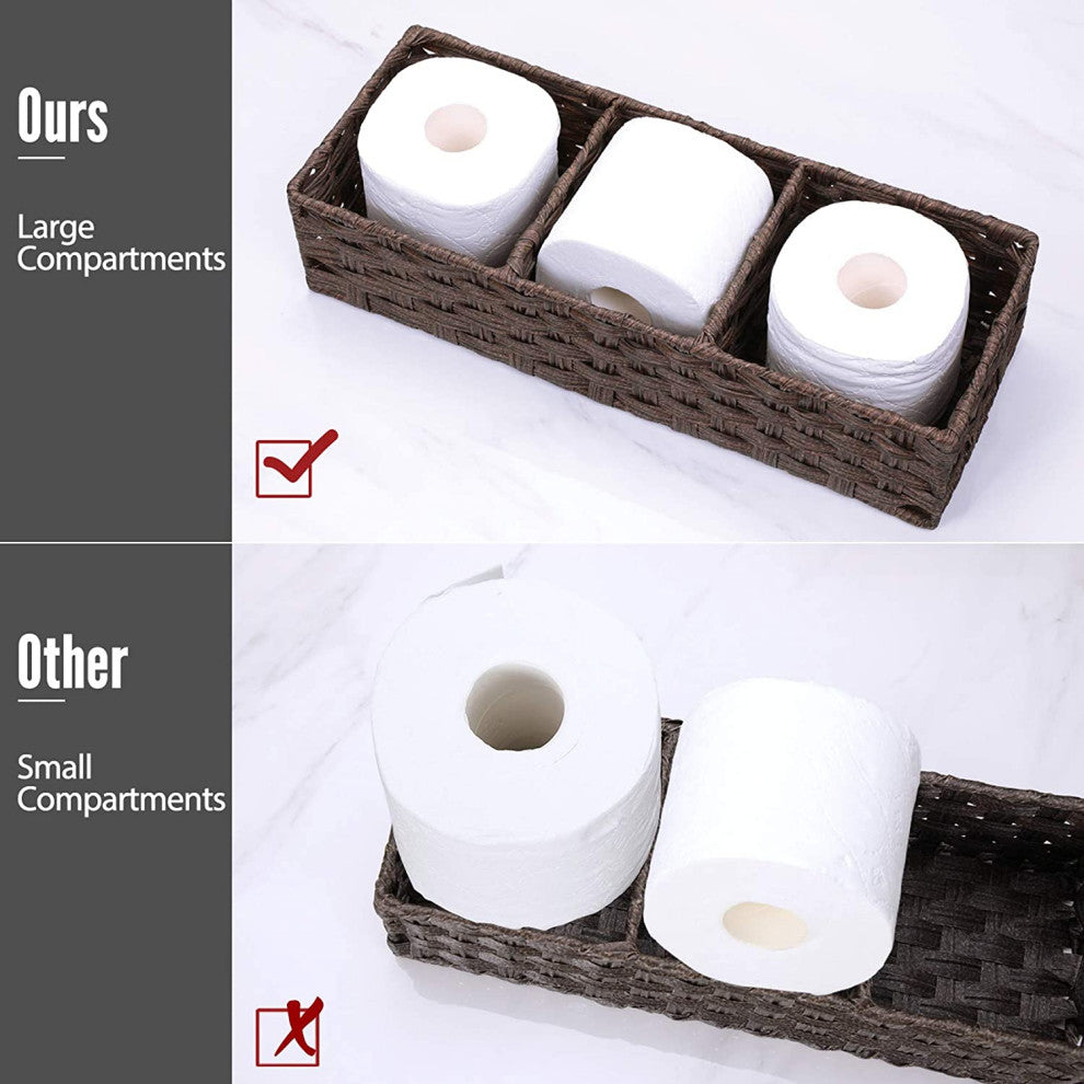Toilet Paper Basket Hand-woven Basket, Storage Bin, Counter Vanity Organizer