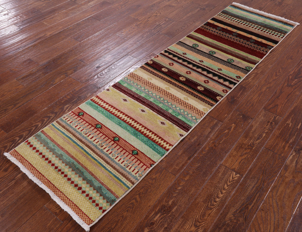 2' 1" X 7' 10" Runner Persian Gabbeh Loribaft Hand Knotted Rug Q5921