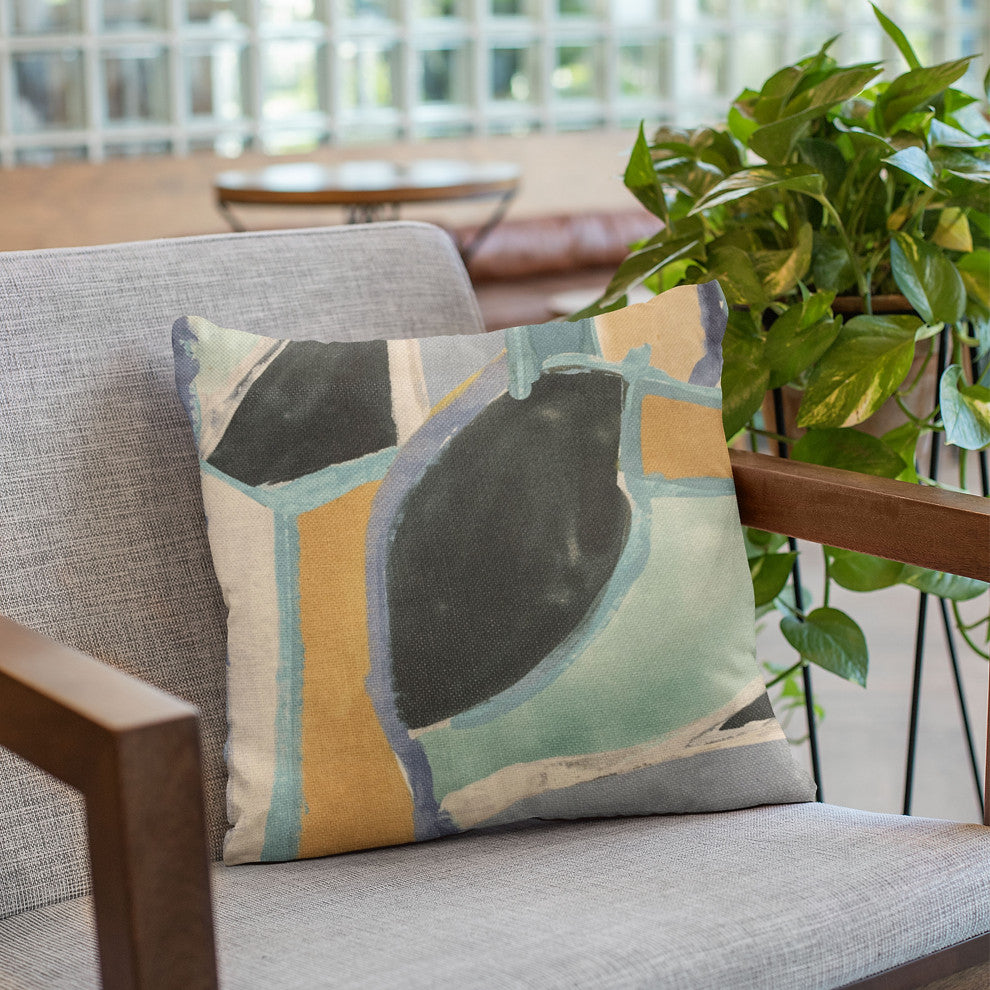 Plutus Blue Modern Print Graphic Print Luxury Throw Pillow, 16"x16"