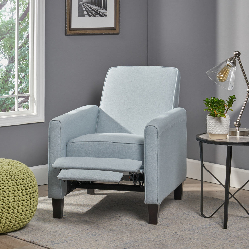 GDF Studio Hinus Indoor Upholstery Club Chair Recliner, Light Sky