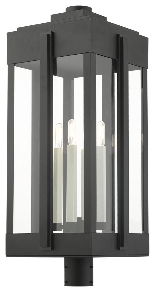 Black Art Deco, Sophisticated Outdoor Post Top Lantern