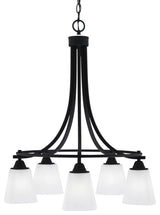 Paramount 5-Light Chandelier, Matte Black, 4.5" White Muslin Glass