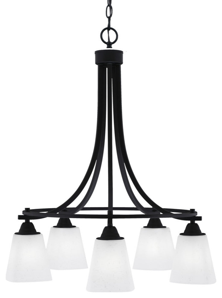 Paramount 5-Light Chandelier, Matte Black, 4.5" White Muslin Glass