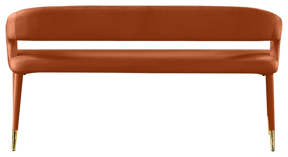 Destiny Upholstered Bench, Cognac, Velvet