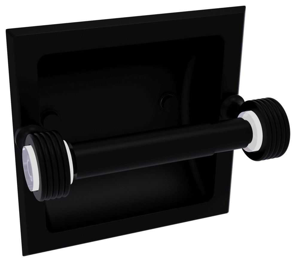 Pacific Grove Recessed Toilet Paper Holder with Groovy Accent, Matte Black