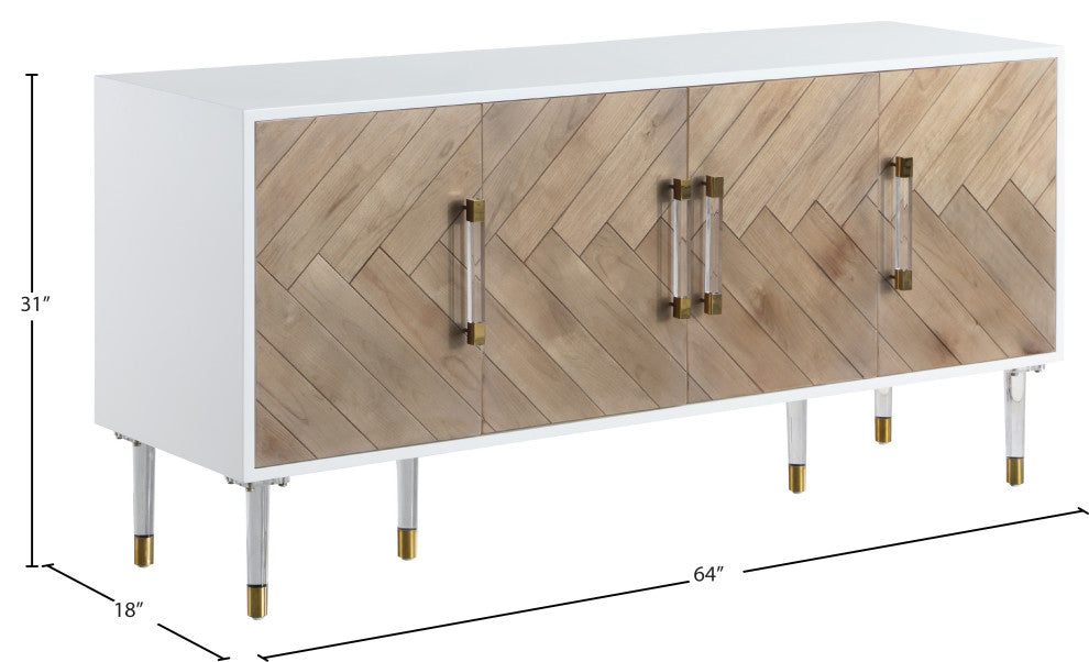 Jive White Lacquer and Acrylic Sideboard / Buffet