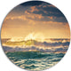 Sunrise And Shining Waves In Ocean, Seashore Disc Metal Wall Art, 36"