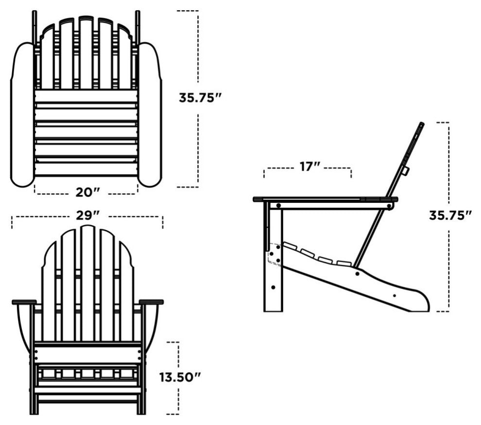 Polywood Classic Adirondack Chair, Slate Gray