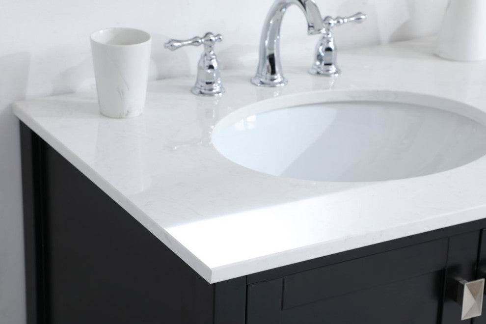 Iris 42" Single Bathroom Vanity, Black With Backsplash