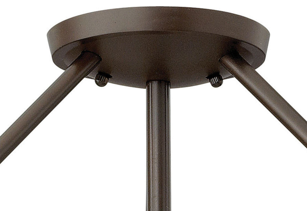 Hinkley Hathaway Medium Semi-Flush Mount, Olde Bronze With Etched White Glass