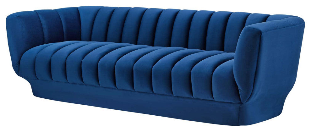 Tufted Armchair and Sofa Set, Velvet, Blue Navy, Modern, Lounge Hospitality