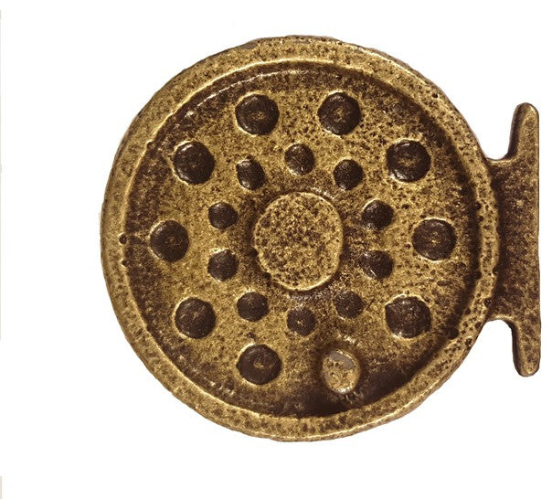 Fly Fishing Reel Cabinet Knob, Antique Brass