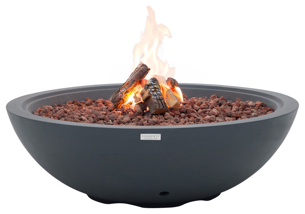 Rose Bowl Round Dark Grey Concrete 48" Propane Fire Bowl