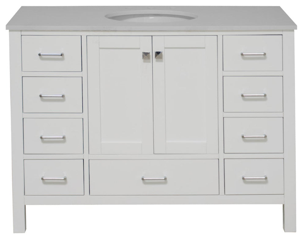 Kitchen Bath Collection Horizon 48" Bathroom Vanity, White, Engineered White