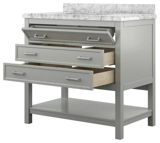 Affinity Bathroom Vanity With Carrara Marble Countertop, Grey, 37 in