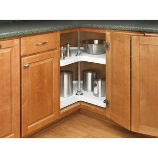 Polymer Kidney 2-Shelf Lazy Susans for Corner Wall Cabinets, White