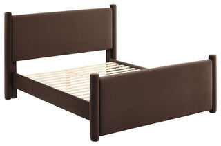 Rael Performance Velvet Queen Platform Bed, Chocolate Brown