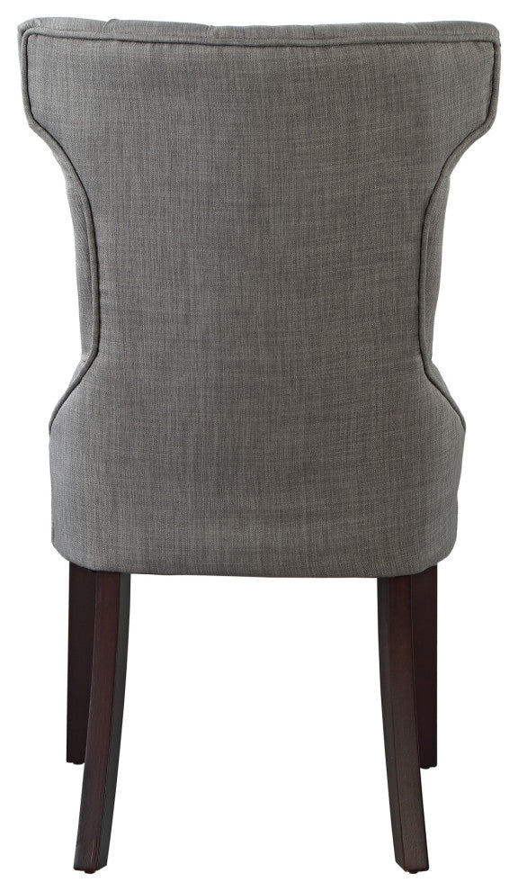 Natalia Wingback Button Tufted Dining Chair, Set of 2, Light Gray Linen