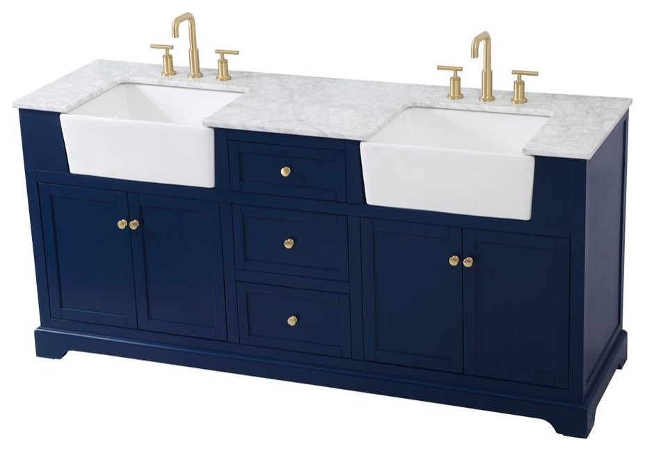 Elegant Decor VF60272DBL 72" Double Bathroom Vanity, Blue