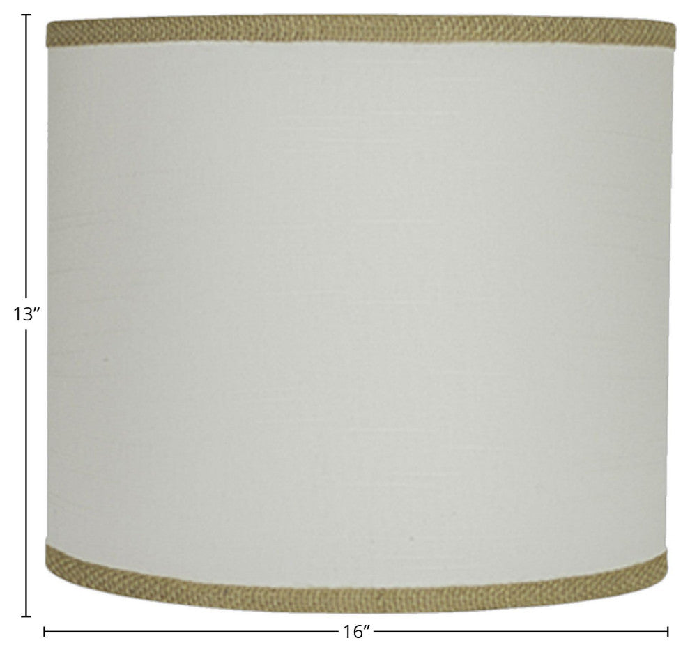 Ivory With Burlap Trim Shade, 16"