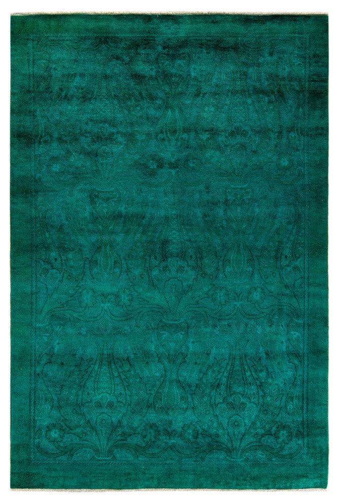 Fine Vibrance, One-of-a-Kind Hand-Knotted Area Rug Green, 5'3"x7'10"