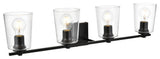 4 Light Black And Clear Bath Sconce