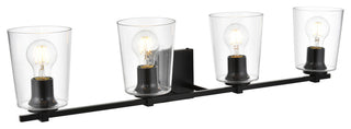 4 Light Black And Clear Bath Sconce