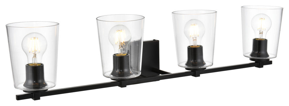 4 Light Black And Clear Bath Sconce